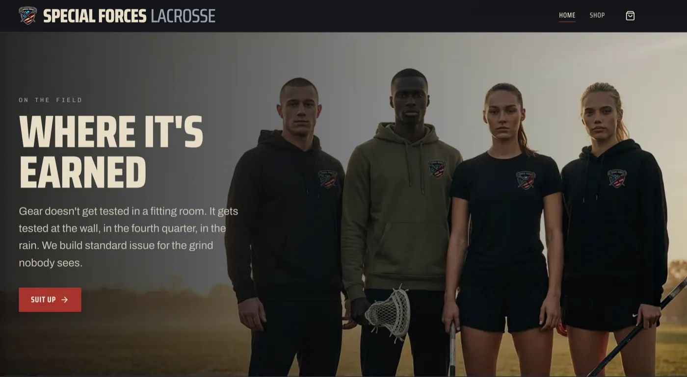 Special Forces Lacrosse storefront — apparel collection